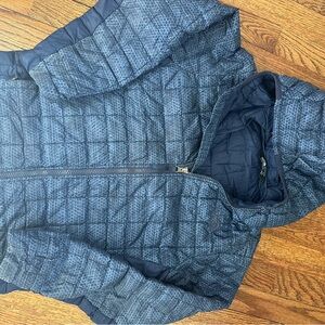 Blue Quilted Hooded Jacket